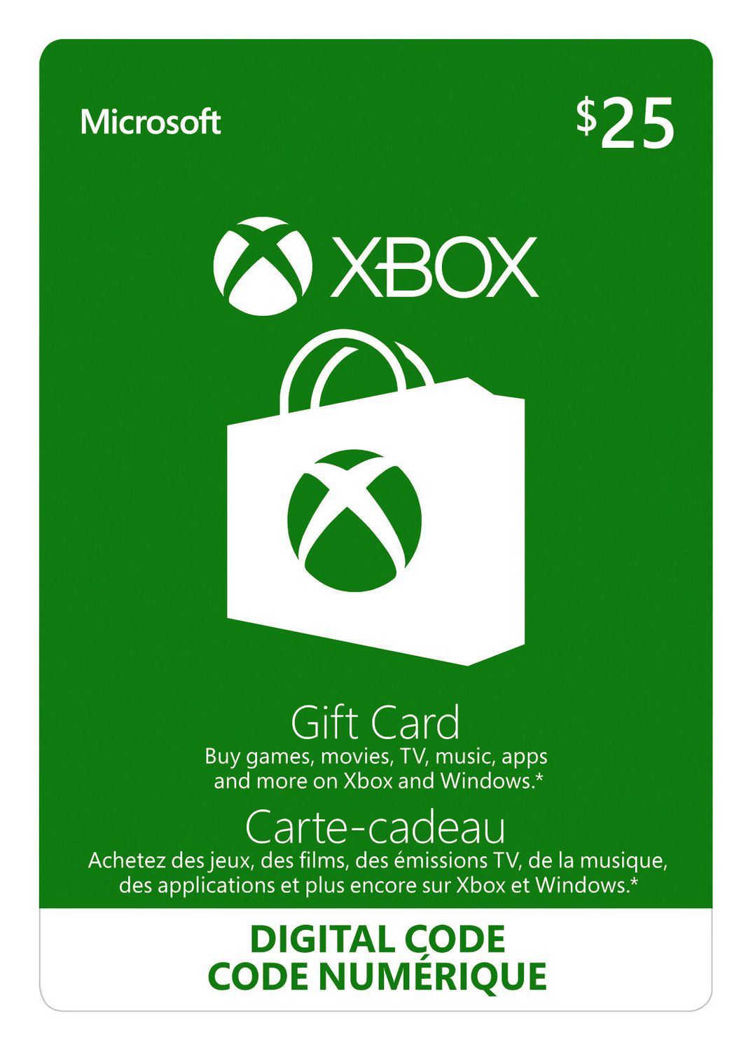 25$ XBox gift card official.