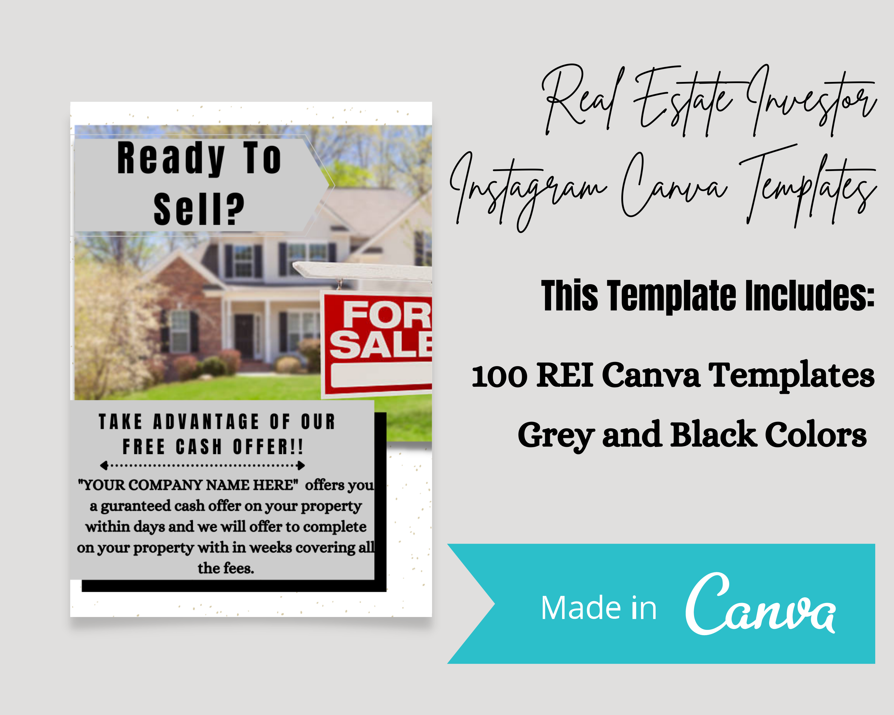 100 real estate investor instagram templates editable in canva