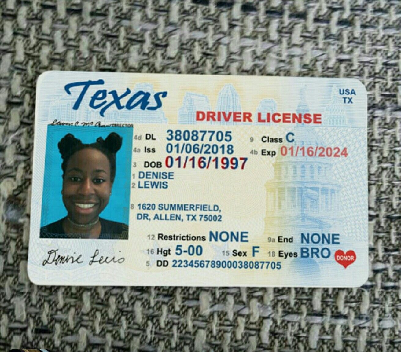 USA REAL DOCUMENTS: Driver License 2 SIDES + SELFIE + SSN - Working ID