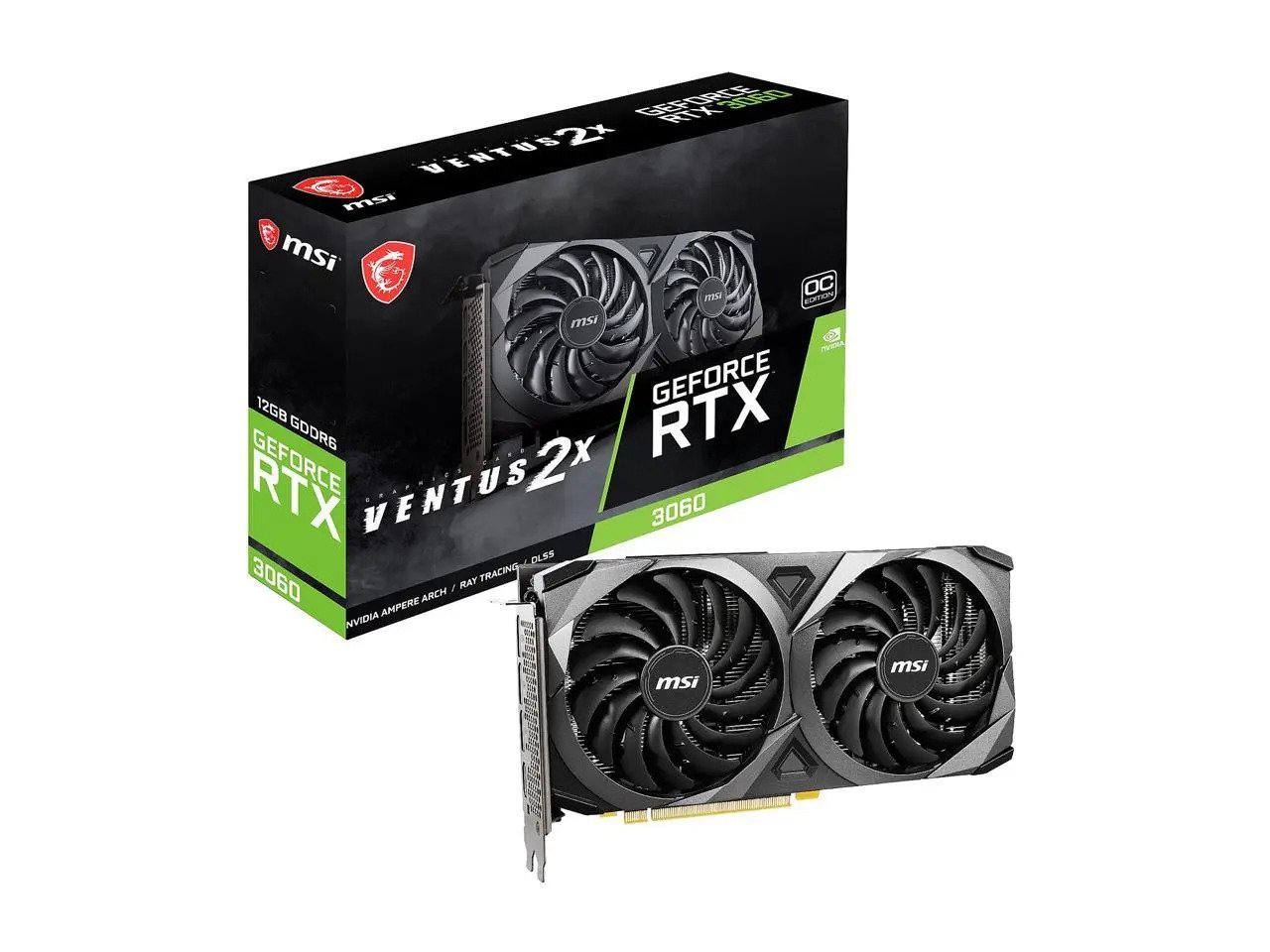 MSI Ventus GeForce RTX 3060 12GB GDDR6 PCI Express 4.0 Video Card RTX 3060 Ventus 2X 12G OC